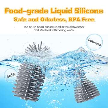 Electric Baby Bottle Brushes USB Rechargeable, Waterproof Bottle Cleaner Brush Wall-Mounted, with Silicone Bottle/Pacifier/Straw Brush, Two-Speed Cleaning Mode, 360° Rotating Cleaning, 1200mAh, Grey