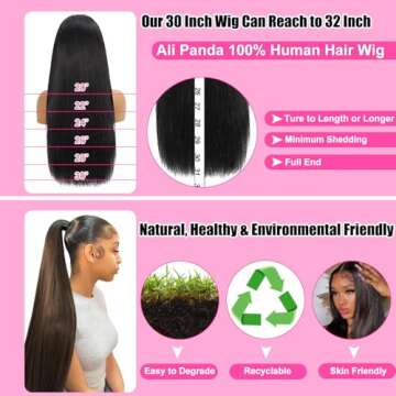 ALI PANDA 210% Density 30 Inch 13x6 Lace Front Wigs Human Hair Straight HD Lace Frontal Wigs Human Hair Pre Plucked With Baby Hair Brazilian Virgin 100% Human Hair Wigs For Black Women