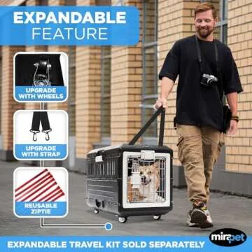 Mirapet USA Pet Carrier & Crate 26" - Premium Collapsible Design for Medium Cats and Dogs - Portable Kennel for Indoor/Outdoor Use - 360-Degree Ventilation & Hard Plastic Wall Protection
