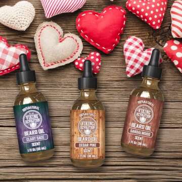 Viking Revolution Beard Oil for Men 3 Pack - Natural Mens Beard Oil Variety Set - Sandalwood, Pine and Cedar, Clary Sage Scents - Beard Conditioning and Moisturizing for a Healthy Beard (3 Pack, 1oz)