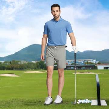 MICHEL ROUEN Men's Moisture Wicking Short Sleeve Polo Shirt - Stylish Pin Striped Activewear