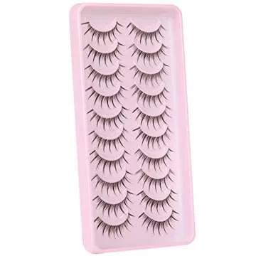 Manga Lashes Natural Look Individual Lash Clusters Anime False Eyelashes Wispy Spiky Kawaii Korean Makeup Clear Band 3D Short Faux Mink Manhua Eyelashes - Geeneiya 02A