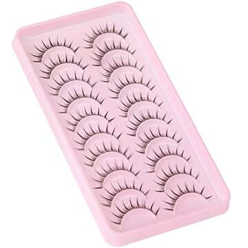 Manga Lashes Natural Look Individual Lash Clusters Anime False Eyelashes Wispy Spiky Kawaii Korean Makeup Clear Band 3D Short Faux Mink Manhua Eyelashes - Geeneiya 02A