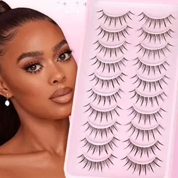 Manga Lashes Natural Look Individual Lash Clusters Anime False Eyelashes Wispy Spiky Kawaii Korean Makeup Clear Band 3D Short Faux Mink Manhua Eyelashes - Geeneiya 02A