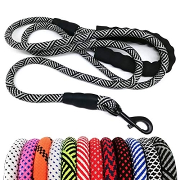 MayPaw Heavy Duty Rope Dog Leash, 3/4/5/6/7/8/10/12/15 FT Nylon Pet Leash, Soft Padded Handle Thick ...