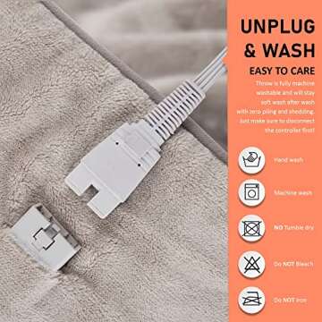 Micro-Plush Heated Blanket with Foot Pocket, Brown, 50x62 Inch | Soft Toe Warmers Electric Throw Blankets for Couch | 3 Heat Settings with Auto Shut-Off | 6Ft Power Cord | Washable