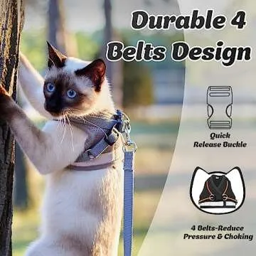 Supet Cat Harness and Leash Set - Soft Mesh Adjustable Cat Vest Harness with Reflective Strap for Walking Cat and Puppy Rabbit