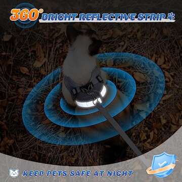 Supet Cat Harness and Leash Set - Soft Mesh Adjustable Cat Vest Harness with Reflective Strap for Walking Cat and Puppy Rabbit