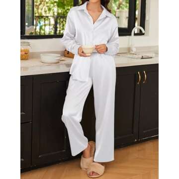 Luxurious Ekouaer Silk Satin Pajama Set for Women
