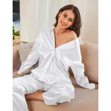 Luxurious Ekouaer Silk Satin Pajama Set for Women