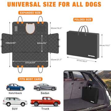 JXFUKAL Back Seat Extender for Dogs, Dog Car Seat Cover for Back Seat Waterproof Dog Hammock for Car with Hard Bottom Holds 400lbs, Pet Backseat Protector Dog Bed for Car, SUV & Truck