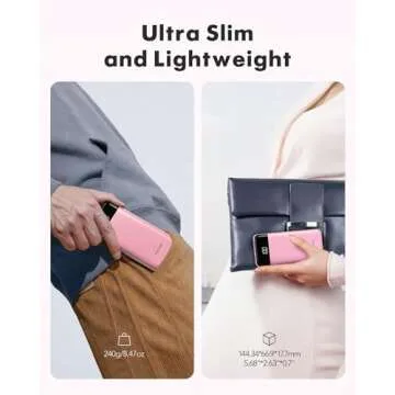 Portable Charger with Built in Cables, Portable Charger with Cords Wires Slim 10000mAh Travel Essentials Battery Pack 6 Outputs 3A High Speed Power Bank for iPhone Samsung Pixel LG Moto iPad