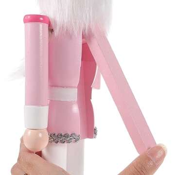 PASOLABE Pink Nutcracker Christmas Decorations 14 Inch Pink Nutcracker Figures Pink Christmas Nutcracker Soldier Pink Wooden Nutcracker Ornaments Glitter Collectible Nutcracker Figures for Xmas Gifts