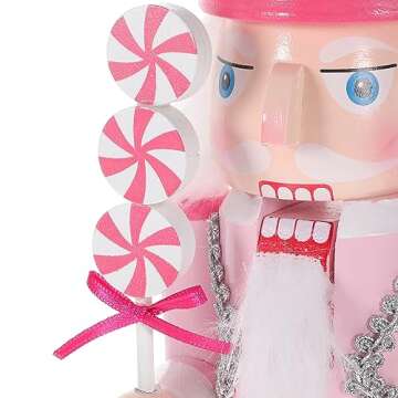 PASOLABE Pink Nutcracker Christmas Decorations 14 Inch Pink Nutcracker Figures Pink Christmas Nutcracker Soldier Pink Wooden Nutcracker Ornaments Glitter Collectible Nutcracker Figures for Xmas Gifts