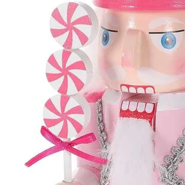 PASOLABE Pink Nutcracker Christmas Decorations 14 Inch Pink Nutcracker Figures Pink Christmas Nutcracker Soldier Pink Wooden Nutcracker Ornaments Glitter Collectible Nutcracker Figures for Xmas Gifts