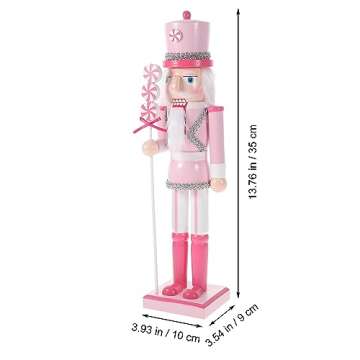 PASOLABE Pink Nutcracker Christmas Decorations 14 Inch Pink Nutcracker Figures Pink Christmas Nutcracker Soldier Pink Wooden Nutcracker Ornaments Glitter Collectible Nutcracker Figures for Xmas Gifts
