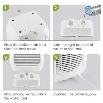 Personal Air Cooler, Air Personal Space Conditioner Fan 9.5-inch Small Desktop Fan Quiet Personal Table Fan Mini Evaporative Air Circulator Cooler Humidifier Bladeless Quiet for Office Dorm and Ni