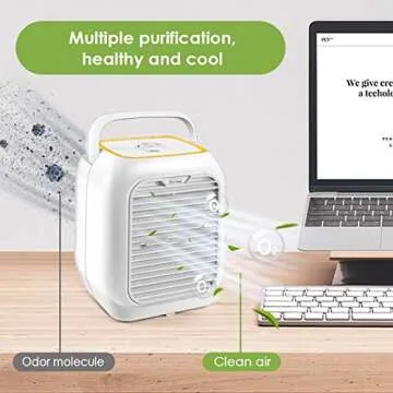 Personal Air Cooler, Air Personal Space Conditioner Fan 9.5-inch Small Desktop Fan Quiet Personal Table Fan Mini Evaporative Air Circulator Cooler Humidifier Bladeless Quiet for Office Dorm and Ni