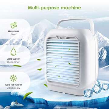 Personal Air Cooler, Air Personal Space Conditioner Fan 9.5-inch Small Desktop Fan Quiet Personal Table Fan Mini Evaporative Air Circulator Cooler Humidifier Bladeless Quiet for Office Dorm and Ni