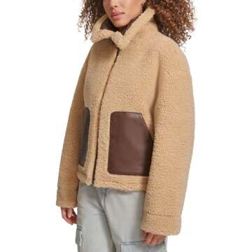 Levi's Women's Shorty Reversible Sherpa Faux Leather Jacket, Sesame Brown