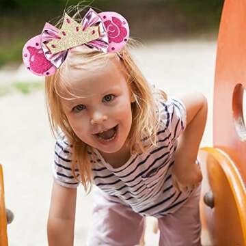 Mado Sparkly Pink Mouse Ears Headband, Birthday Princess Dress up Accessory for Girls and Women (PRI...