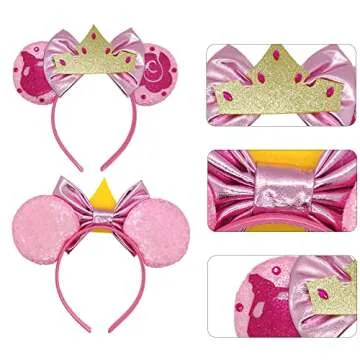 Sparkly Pink Mouse Ears Headband for Fun Dress Up