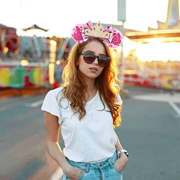 Mado Sparkly Pink Mouse Ears Headband, Birthday Princess Dress up Accessory for Girls and Women (PRINCESS PINK)