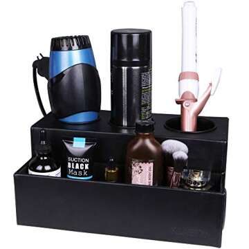 SQUAREBOX Black Hair Tool Organizer - Blow Dryer, Curling Iron, Flat Iron Holder - Hair Styling Tool...
