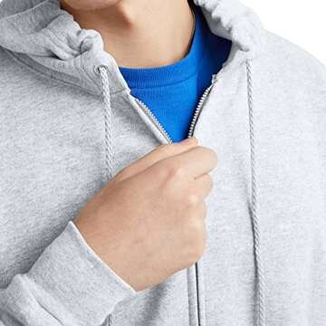 Hanes Mens Hoodie, Ecosmart Fleece Full-zip Zip-up Hooded Sweatshirt For, Ash, Medium US