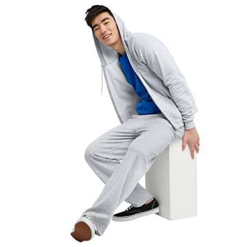 Hanes Mens Hoodie, Ecosmart Fleece Full-zip Zip-up Hooded Sweatshirt For, Ash, Medium US