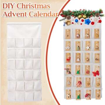 Almencla 24 Pockets DIY Christmas Advent Calendar Creative Household Practical Organizer Xmas Decora...