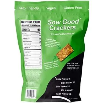 Sow Good Crackers - High Fiber, Low Carb, Gluten Free, and Vegan Keto Crackers with 8g of Fiber - 1 Net Carb*, Paleo Chips with Flax, Diabetic Friendly Diet Foods (Jalapeño Nacho, 2-Pack)