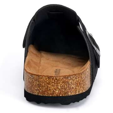 Torotto Womens Clogs Cork Footbed Suede Slippers Arch Support Potato Shoes with Adjustable Buckle(Black-39)