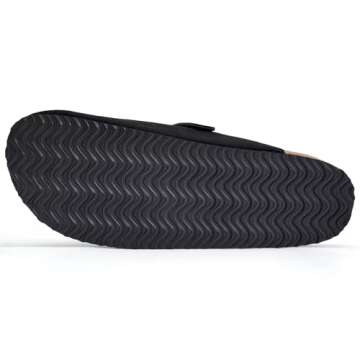 Torotto Womens Clogs Cork Footbed Suede Slippers Arch Support Potato Shoes with Adjustable Buckle(Black-39)