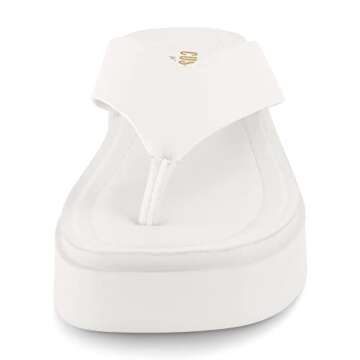 CUSHIONAIRE Women's Pippin thong platform sandal with +Memory Foam, White 6