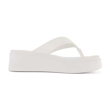 CUSHIONAIRE Women's Pippin thong platform sandal with +Memory Foam, White 6