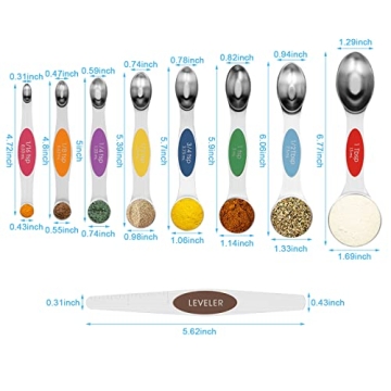 Magnetic Measuring Spoon Set - Aovchei 9 PCS Stainless Steel