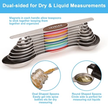 Magnetic Measuring Spoon Set - Aovchei 9 PCS Stainless Steel