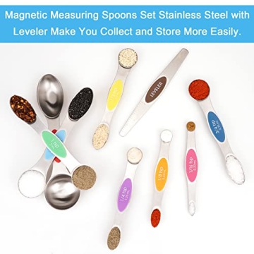 Magnetic Measuring Spoon Set - Aovchei 9 PCS Stainless Steel