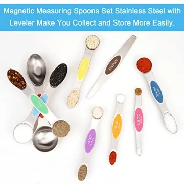 Magnetic Measuring Spoon Set - Aovchei 9 PCS Stainless Steel