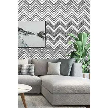 HAOKHOME Modern Circle Oval Stripe Peel and Stick Wallpaper Black White Vinyl Self Adhesive Decorative 17.7in x 32.8ft