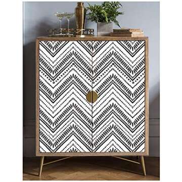 HAOKHOME Modern Circle Oval Stripe Peel and Stick Wallpaper Black White Vinyl Self Adhesive Decorative 17.7in x 32.8ft