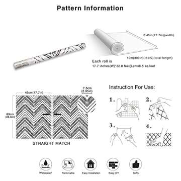 HAOKHOME Modern Circle Oval Stripe Peel and Stick Wallpaper Black White Vinyl Self Adhesive Decorative 17.7in x 32.8ft