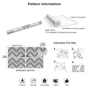 HAOKHOME Modern Circle Oval Stripe Peel and Stick Wallpaper Black White Vinyl Self Adhesive Decorative 17.7in x 32.8ft