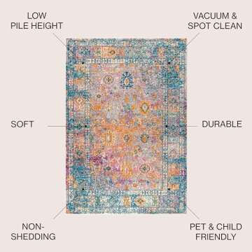 JONATHAN Y BMF103A-8 Bohemian Flair Boho Vintage Medallion Faded Indoor Area-Rug Floral Easy-Cleanin...