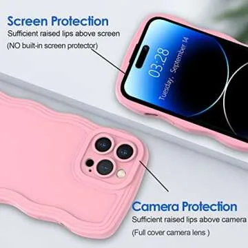 Anuck for iPhone 14 Pro Max Case Wave, Curly Frame Design for Women Girls, Cute Wavy Solid Color Aes...