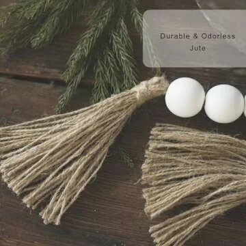 RUIRUICO Extra Large Wood Bead Garland with 1.6" Diameter Wooden Beads and Tassels, Decorative Beads Home Decor, Farmhouse Beads Decor (White, 58 Inches)