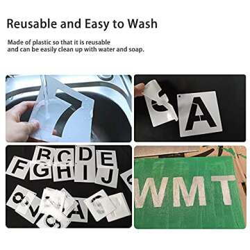 1 Inch Letter Stencils Kit, Alphabet Art Craft Stencils, Reusable Plastic Letters and Numbers Stencil Set for Wood, Wall, Fabric, Rock, Chalkboard, Signage and DIY Art Projects (White, 36 Pcs)