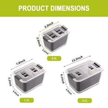 Fresh Vegetable Fruit Storage Containers Set of 3 for Fridge