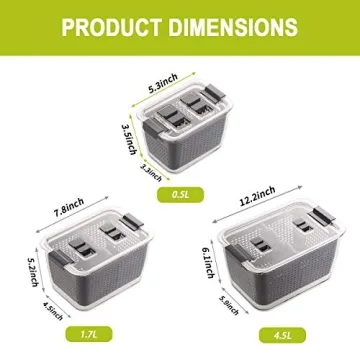 Fresh Vegetable Fruit Storage Containers Set of 3 for Fridge